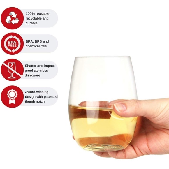 Party Wine Glasses. Plastic, reusable and shatterproof. Set of 7 - Picture 4 of 4